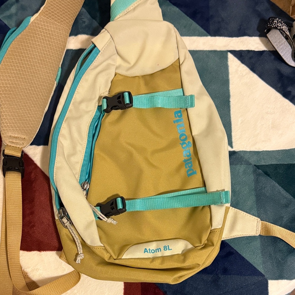 Patagonia Tan and Teal Shoulder Bag